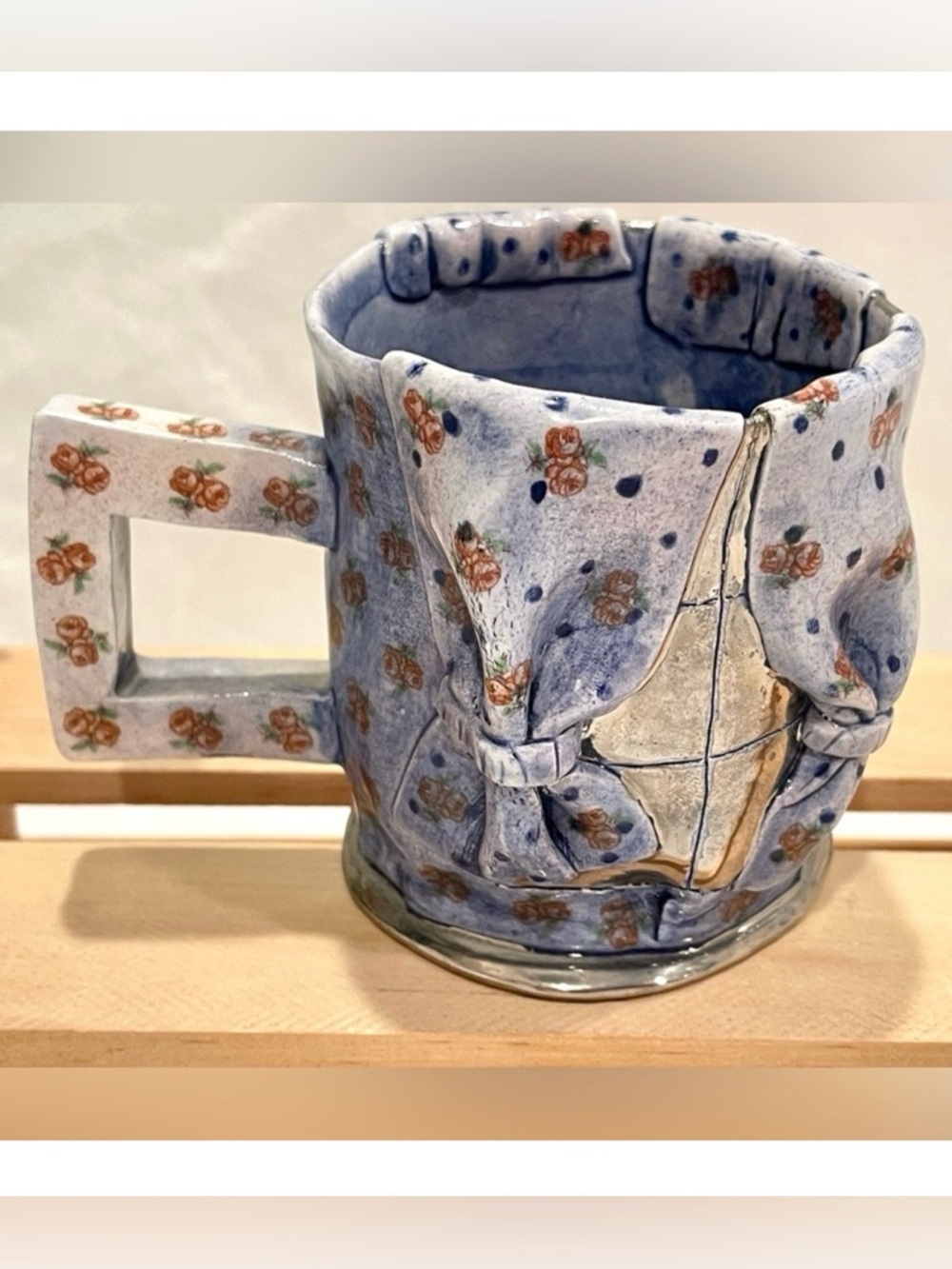 1974 Jan Lipetz Signed Abstract Ceramic Mug w Metallic Mirror Accents | Rare!